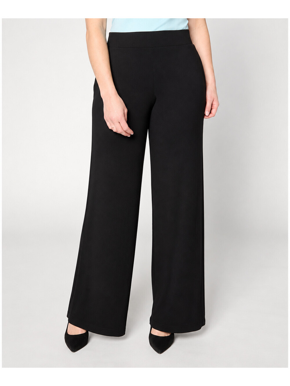 Joan Rivers Full Length Elastic Waist Wide Leg Palazzo Pants Black, Petite Small